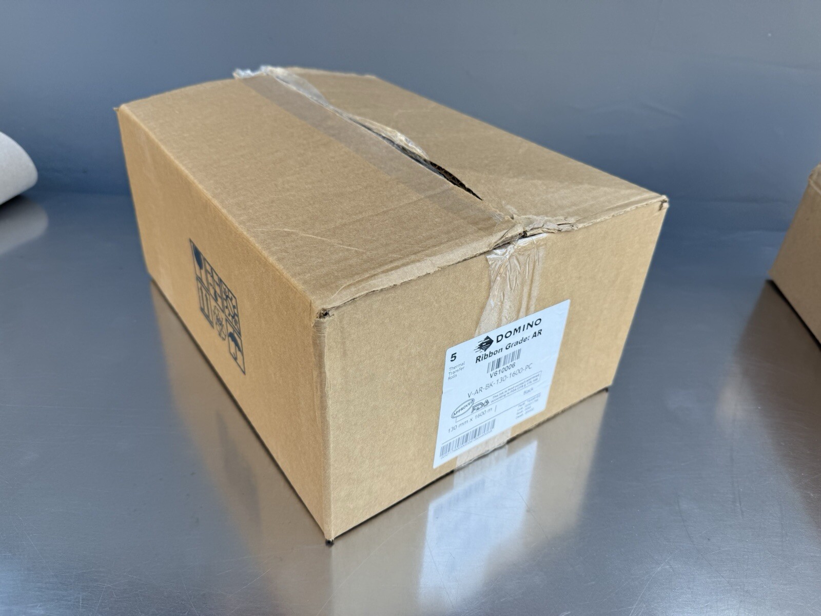 Box Of 5 Domino V-AR-BK-130-1600-PC Transfer Ribbon AR Black 130mm X 1600m *New