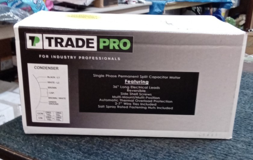 Trade Pro Universal Condenser Motor 1/4 HP 825 RPM 208-230VAC 60 Hz 2.0A New