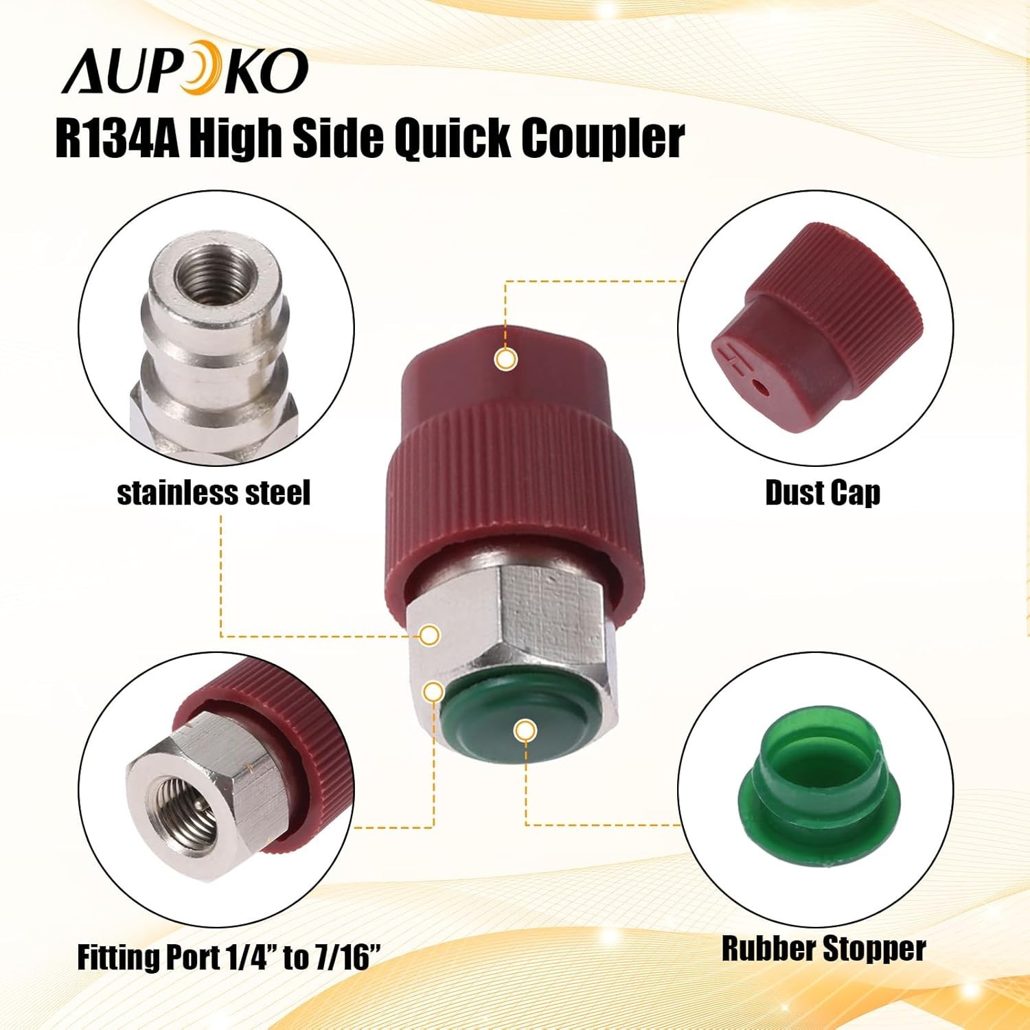 Aupoko R12 R22 to R134A Conversion Adapter Kit, R12 to R134A Retrofit Valve Fitt