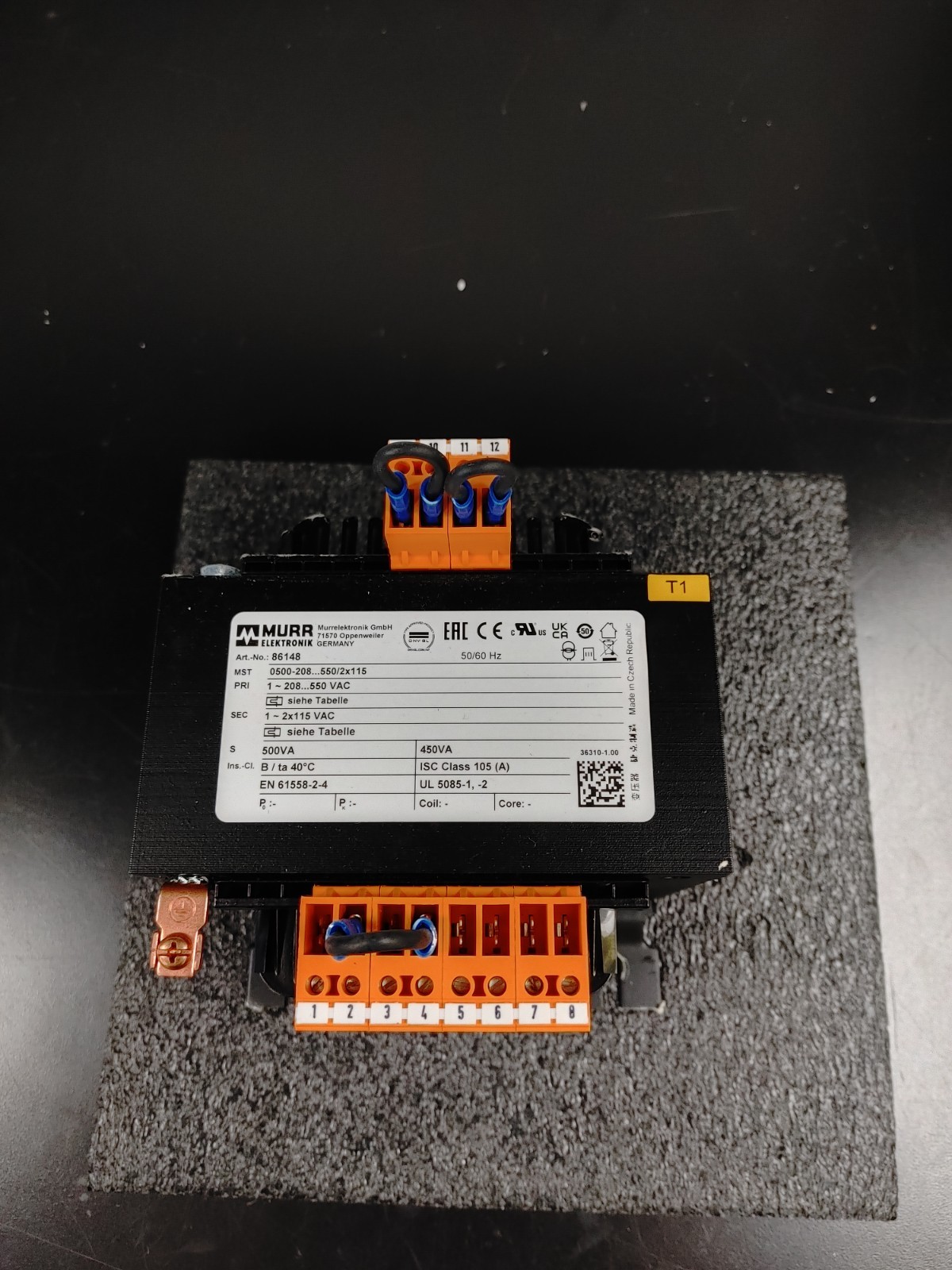 MURR ELEKTRONIK 86148 500 VA MST 1 Phase Control and Isolation Transformer