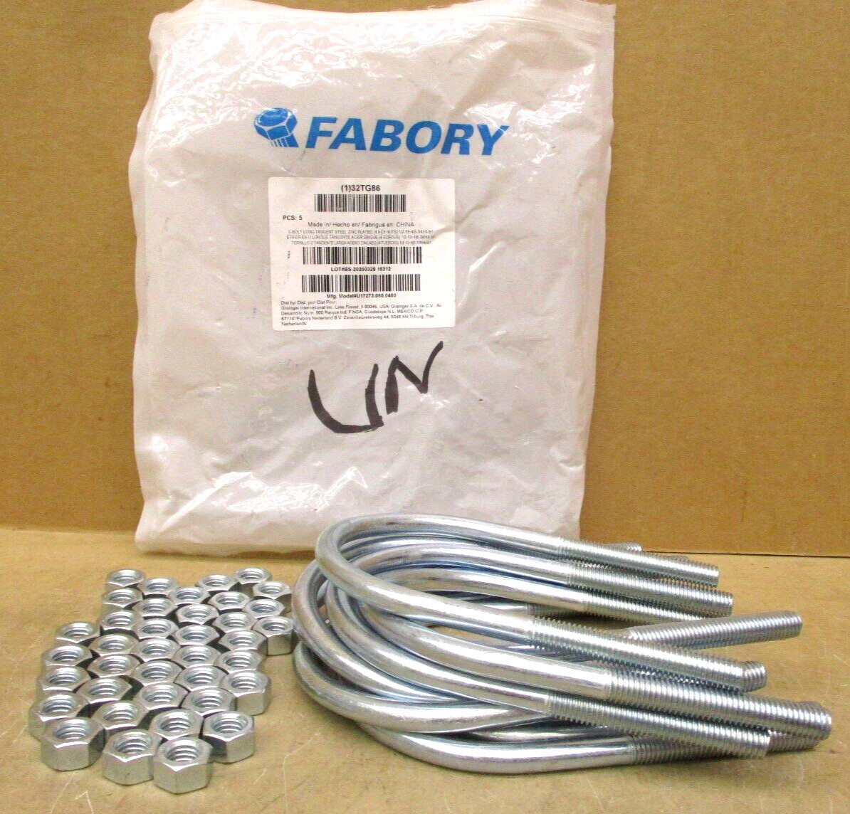 Fabory 32TG86 U-Bolt Long Tangent Steel Zinc Plated Lot of 9 Pieces 48735LIN