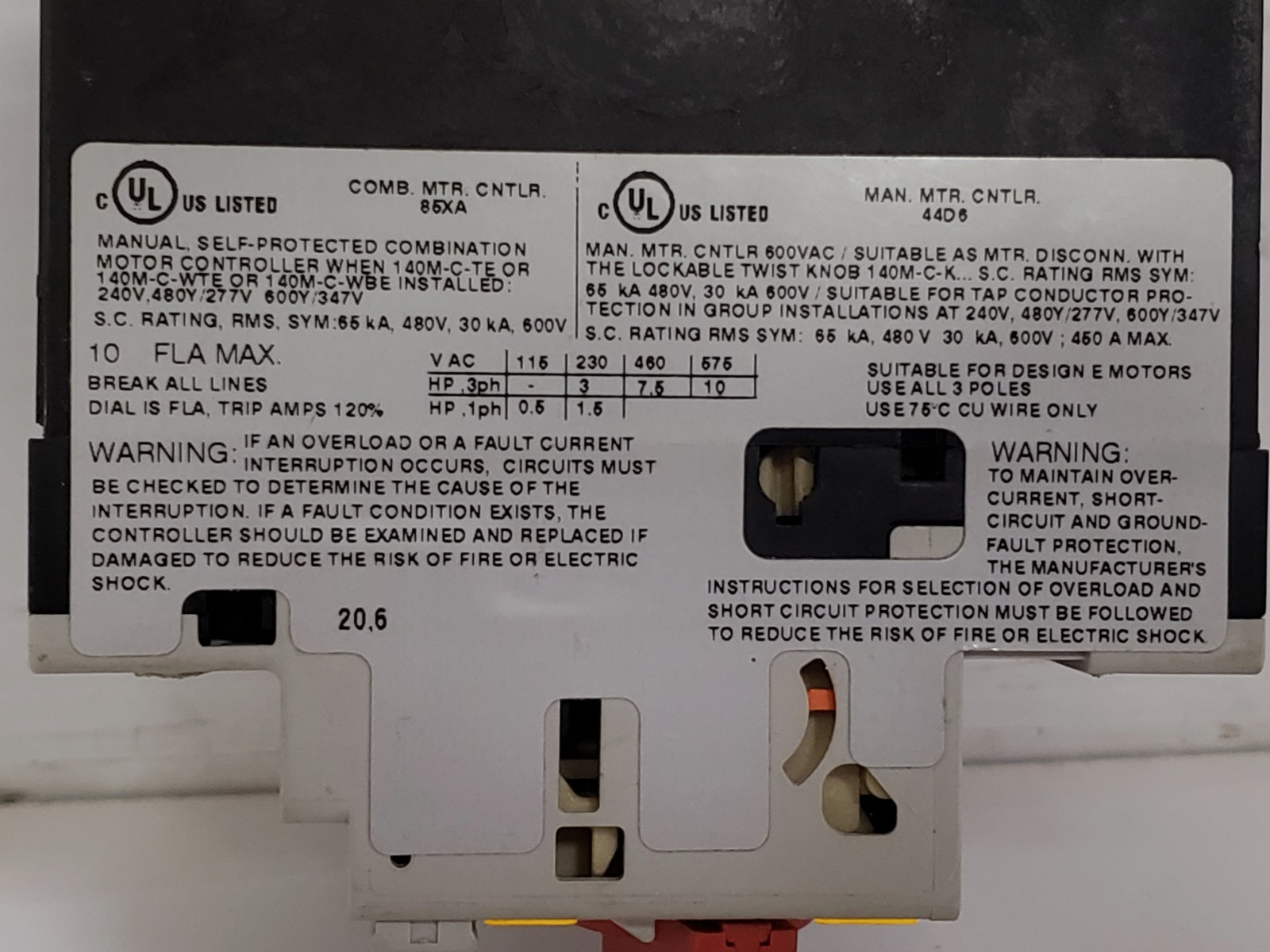 ALLEN BRADLEY 140M-D8E-C10 CIRCUIT BREAKER 6.3-10A SERIES C