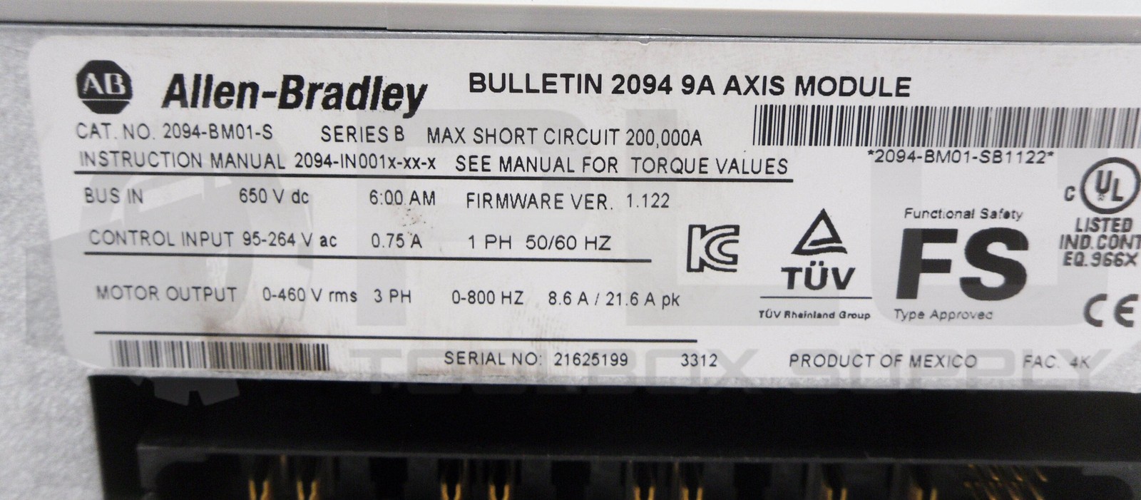 ALLEN BRADLEY 2094-BM01-S /B AXIS MODULE 9A 650VDC 95-264VAC