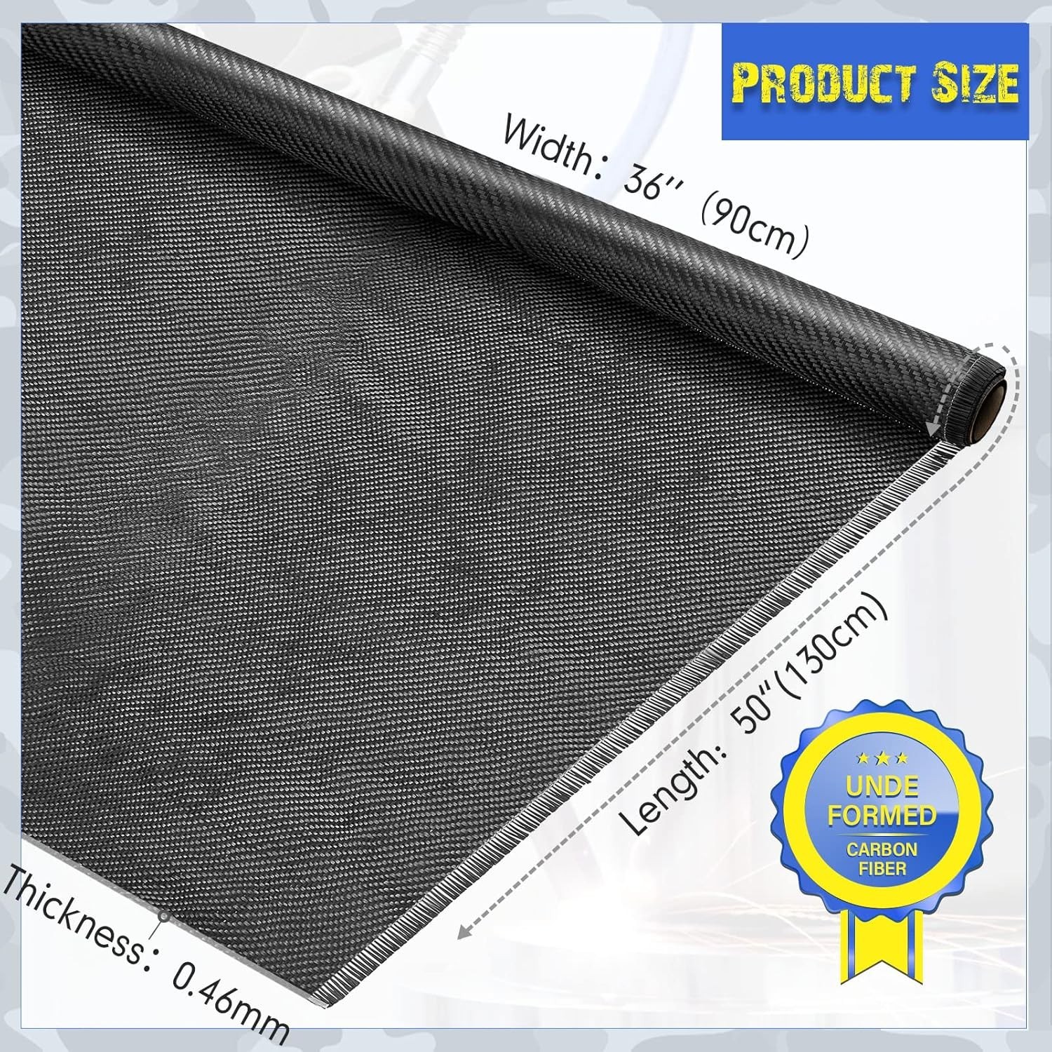 50 x 39.4” Carbon Fiber Fabric Black Sheet Pure Carbon Fiber Cloth 2 x 2 Twi…