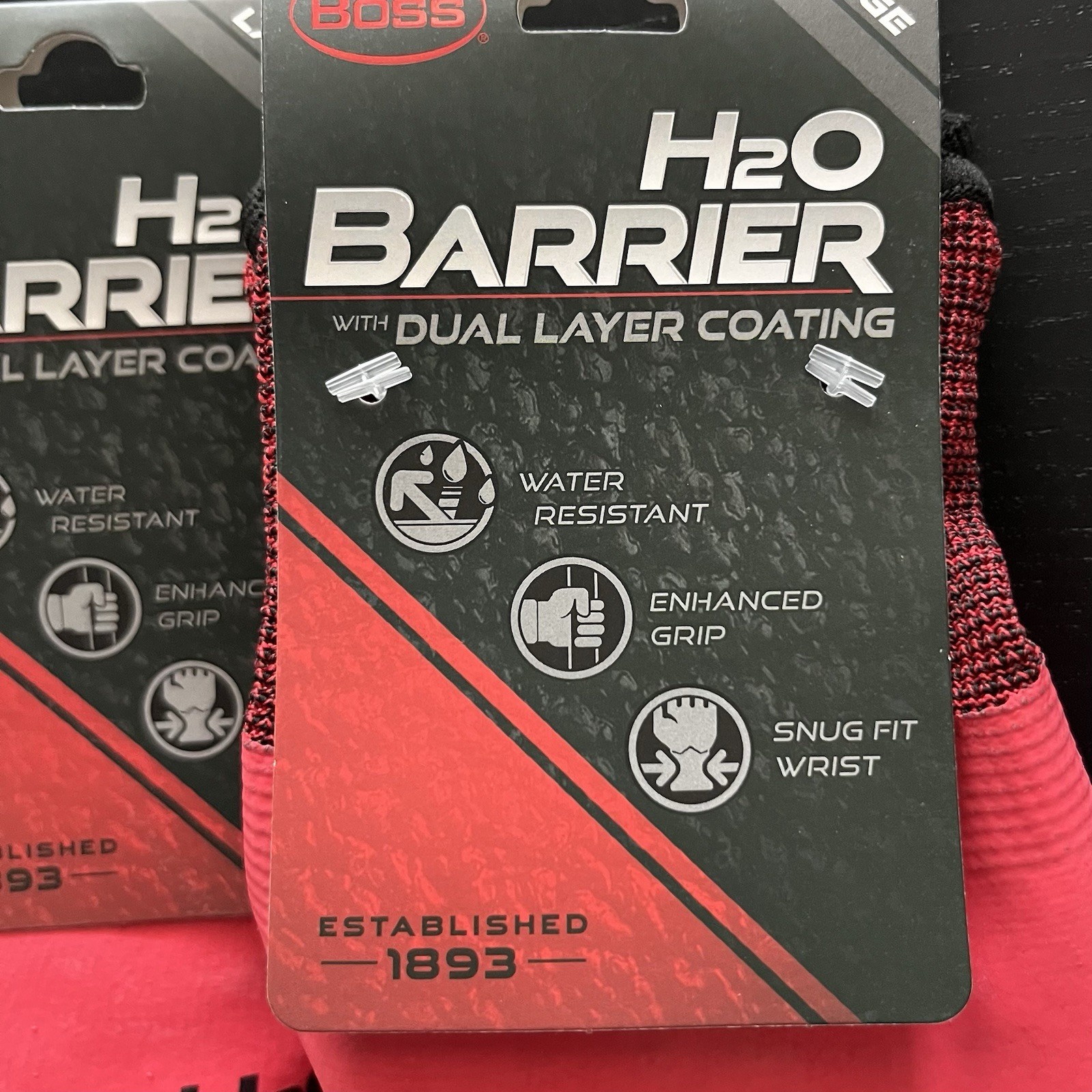 6 Pairs BOSS Men’s H2O Barrier B32231 Fully Coated Double Dipped Work Gloves L