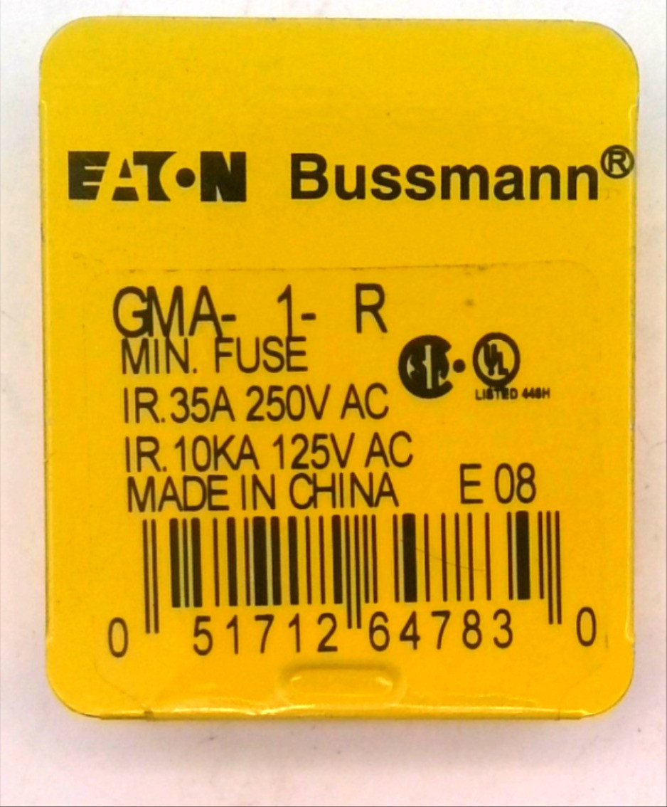 EATON BUSSMANN GMA-1-R FUSE GLASS 1A 250VAC 5X20MM (LOT OF 4)
