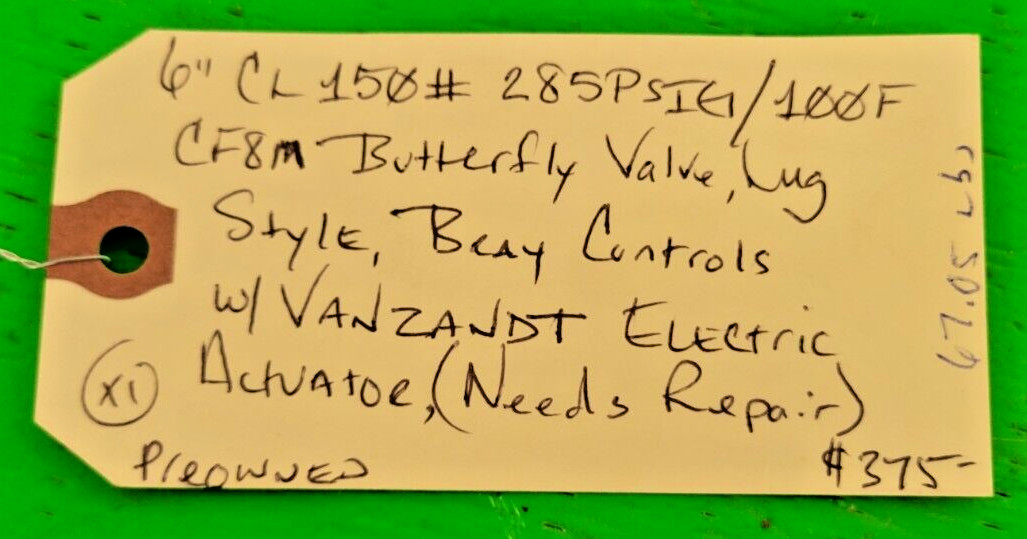 BRAY 6′ BUTTERFLY VALVE (NEEDS REPAIR) LUG PESSCO IS OFFERING 1 G050624-1 🗽