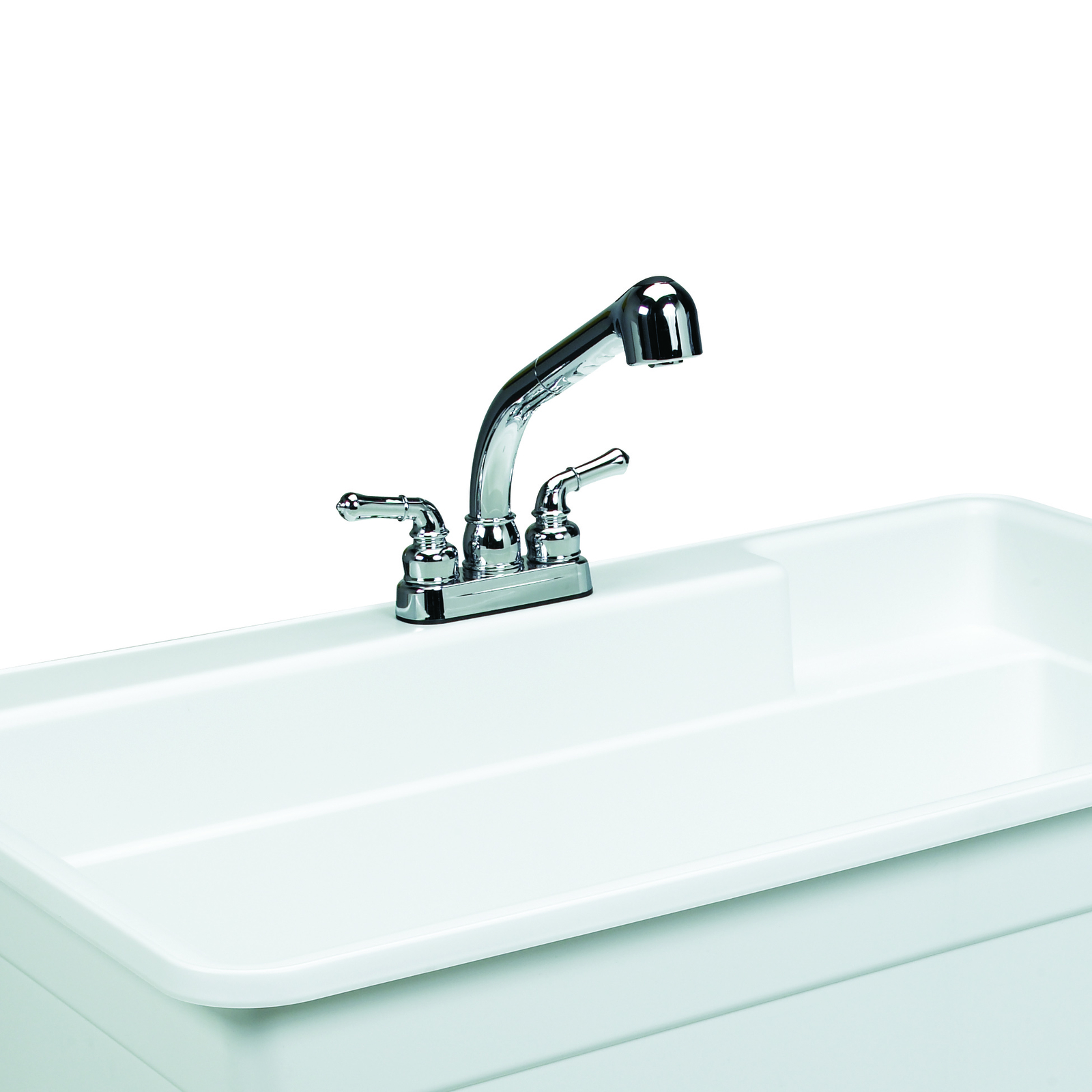 Mustee Pull-Out Laundry Tub Faucet Kit With P-Trap, Supply Lines, Drain Stopper