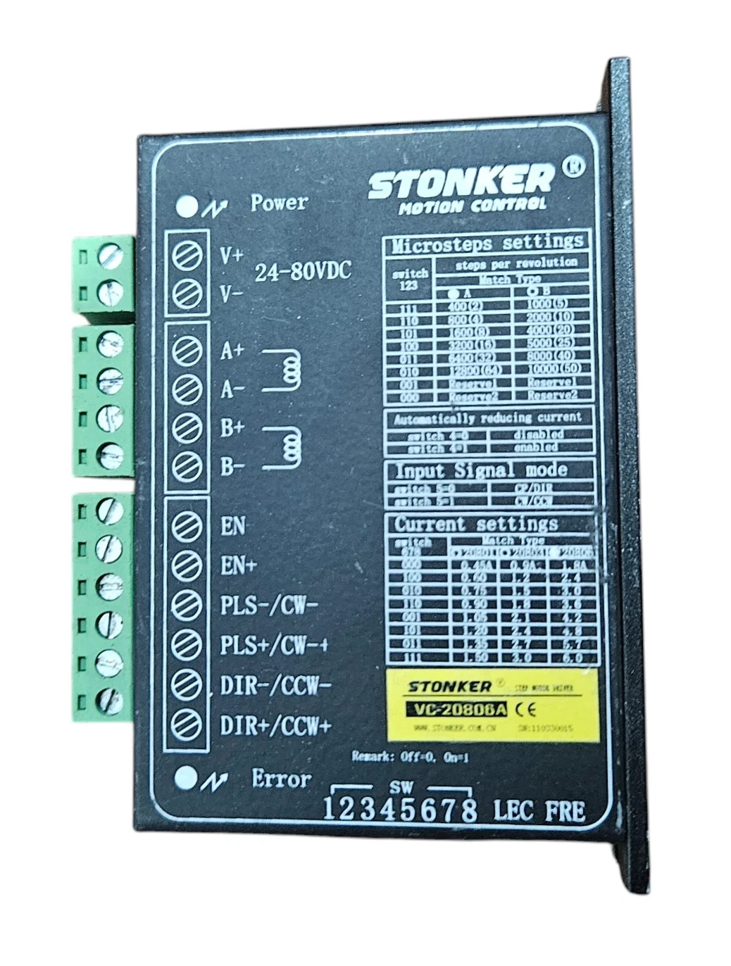 STONKER VC-20806A STEP MOTOR DRIVER 24-80VDC
