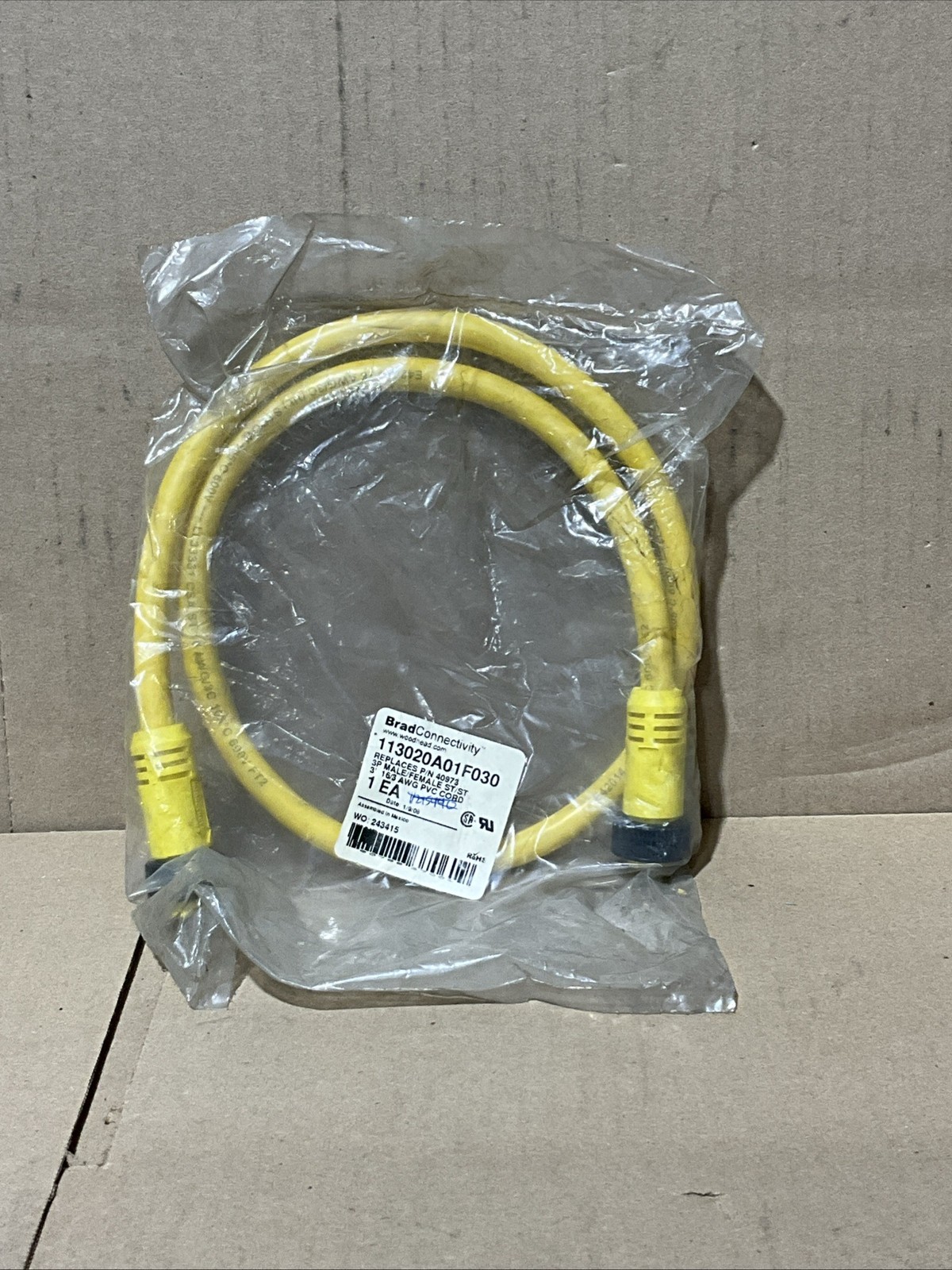 113020A01F030 Cable Assembly STOOW 0.91m 16AWG 3 POS IP67 Mini Change to 3 POS
