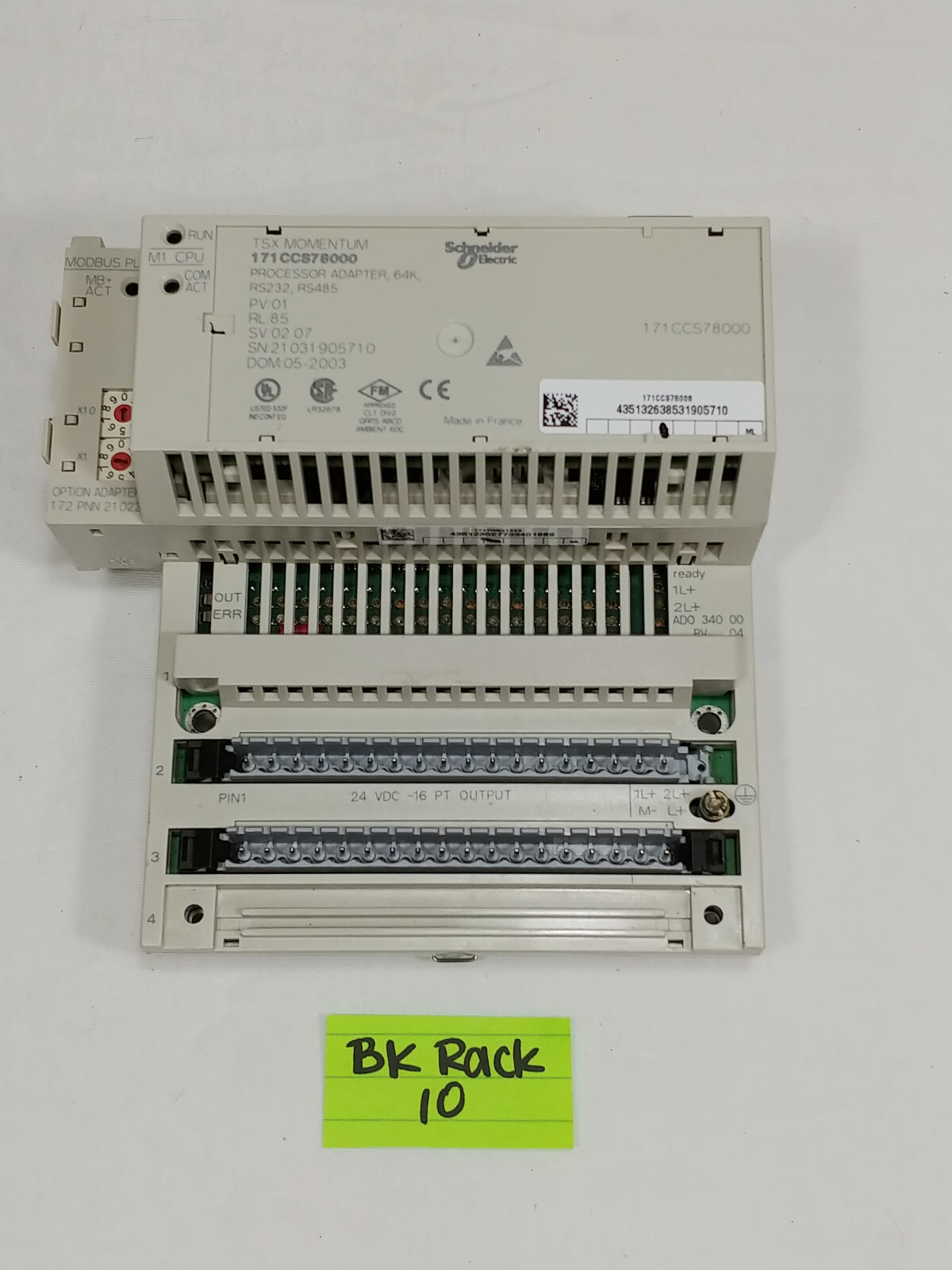 Schneider Electric 171CCS78000 PLC Proccessor Adapter w/ 170ADO34000 I/O Base