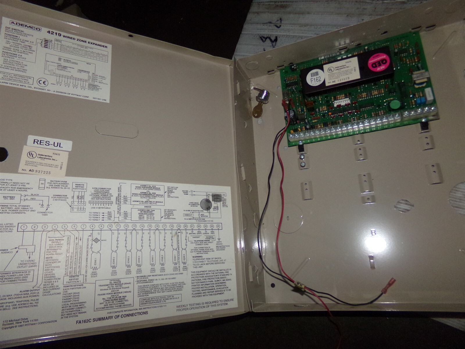 First Alert AD 937225 N5719V1 2/96 Metal Alarm Enclosure Box *FREE SHIPPING*