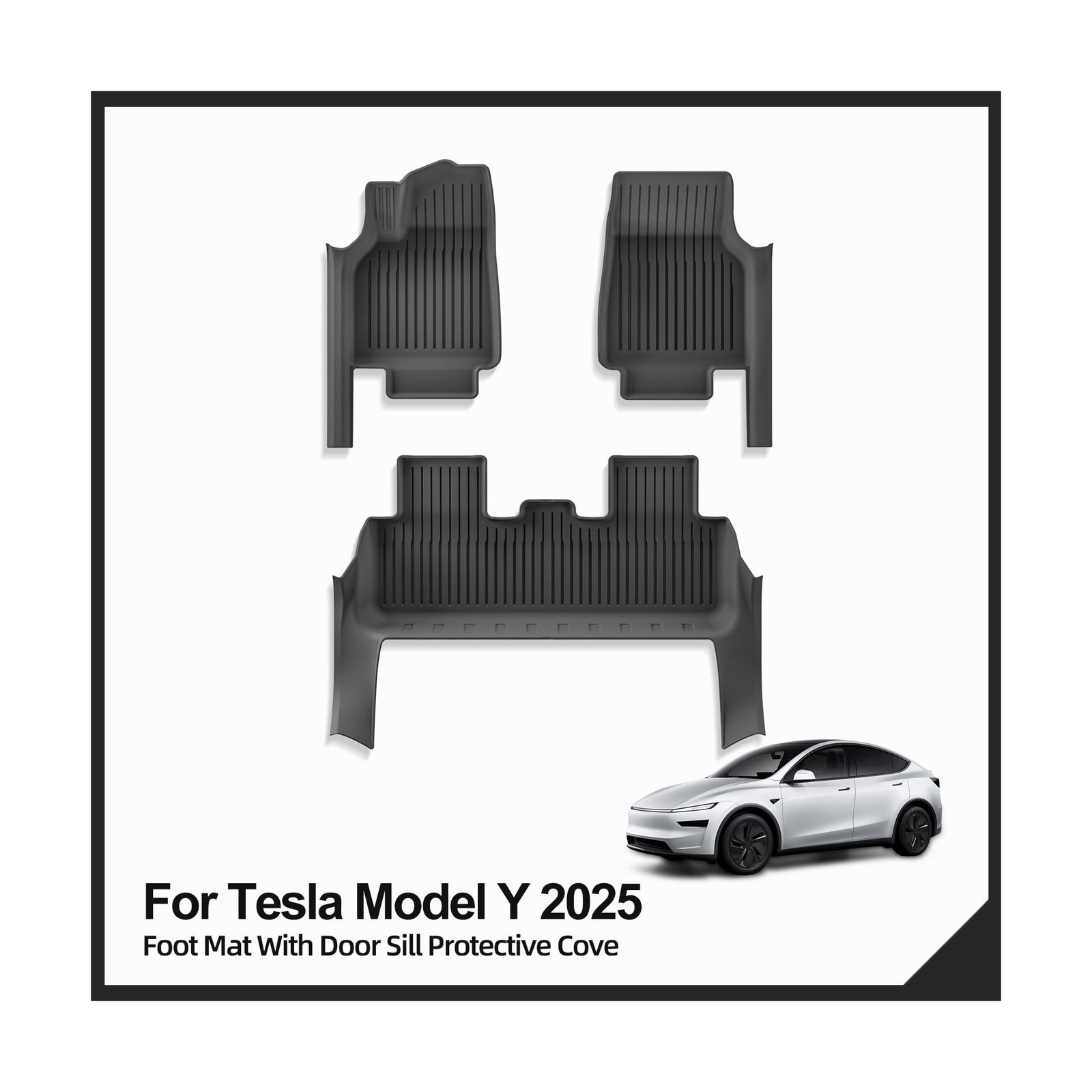 LUCKEASY 3PCS TPE Foot Mats with Door Sill Cover for Tesla Model Y Juniper 20…