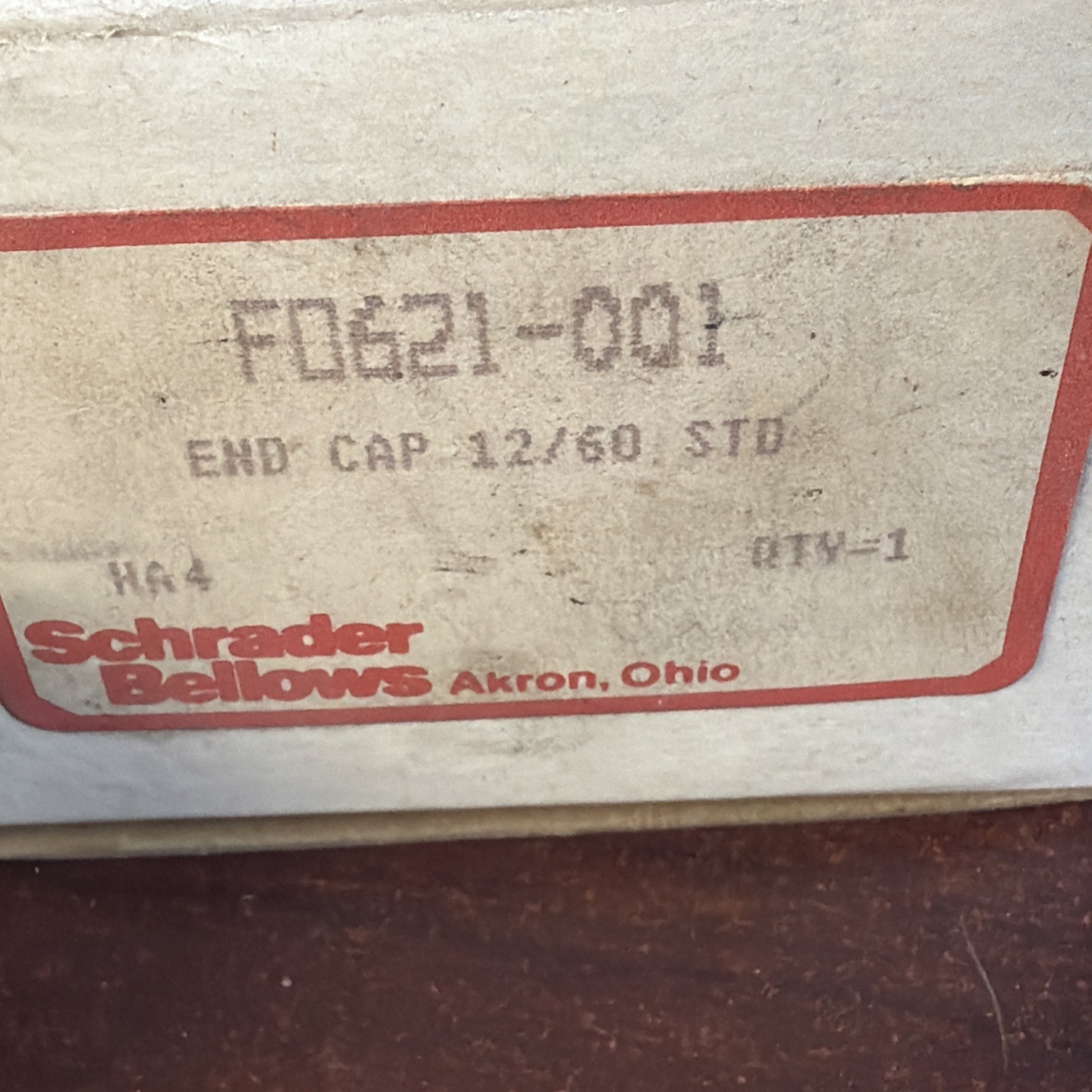 SCHRADER BELLOWS F0621001 Endcap 12/60 STD NOS