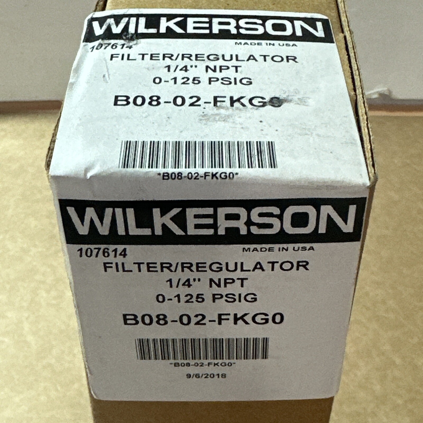 NEW FACTORY SEALED- Wilkerson Filter Regulator 1/4” NPT 0-125PSIG B08-02-FKG0