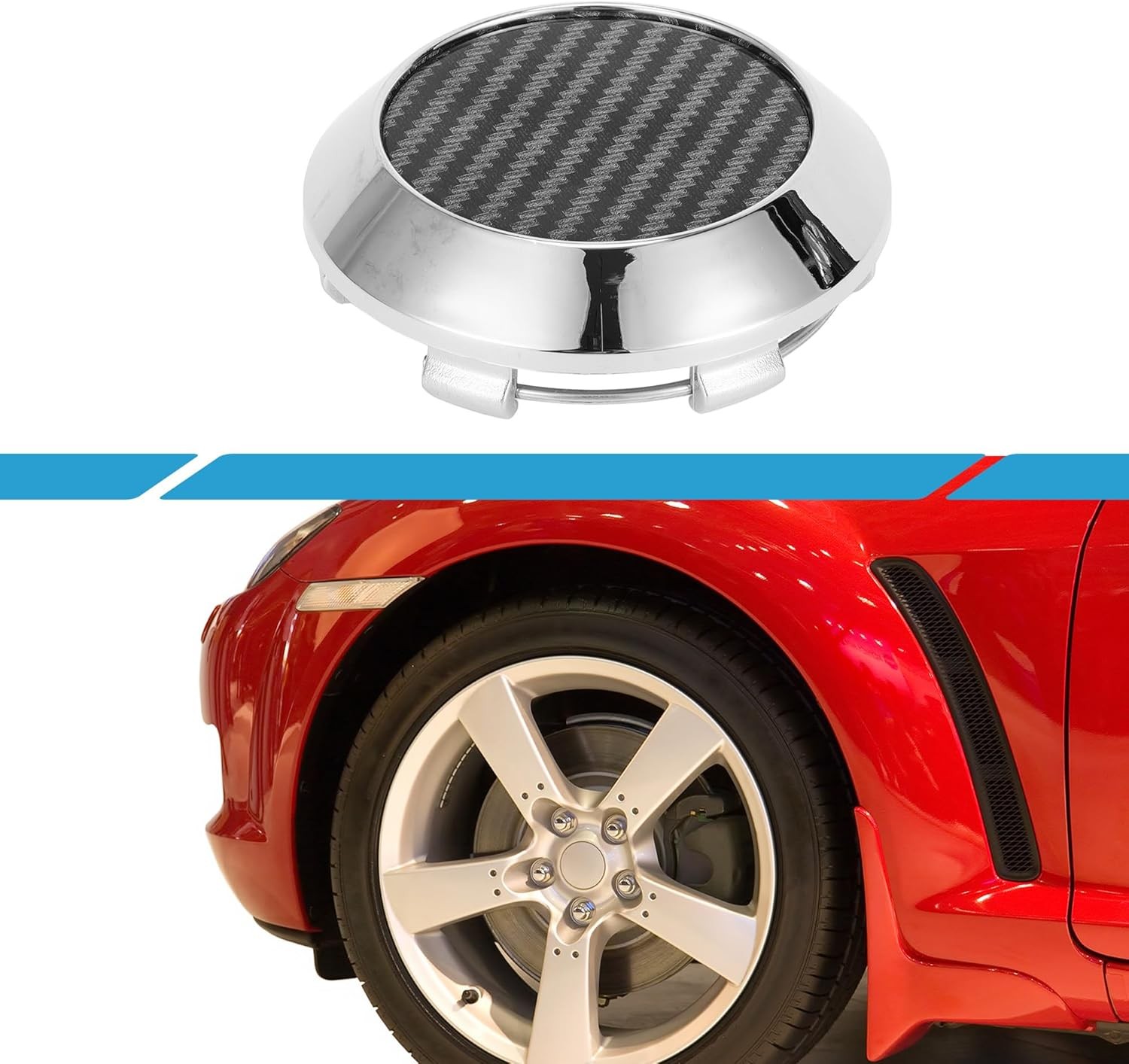 Wheel Center Caps Hub Caps Rim Center Caps OD: 70mm/2.76″ Plastic Silver Tone 1P