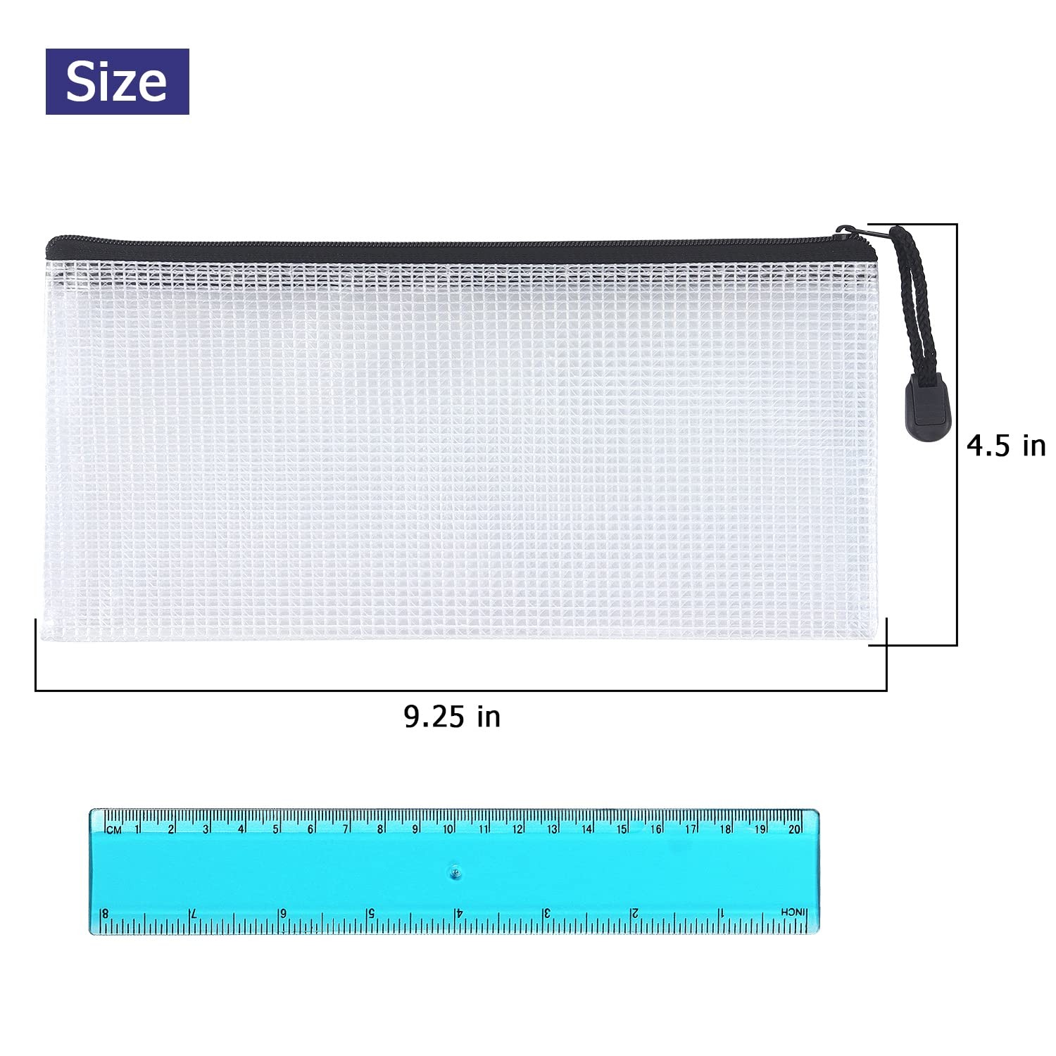 Tamaki 10 Pack Small Mesh Zipper Pouch Document Waterproof A6, 10 Black