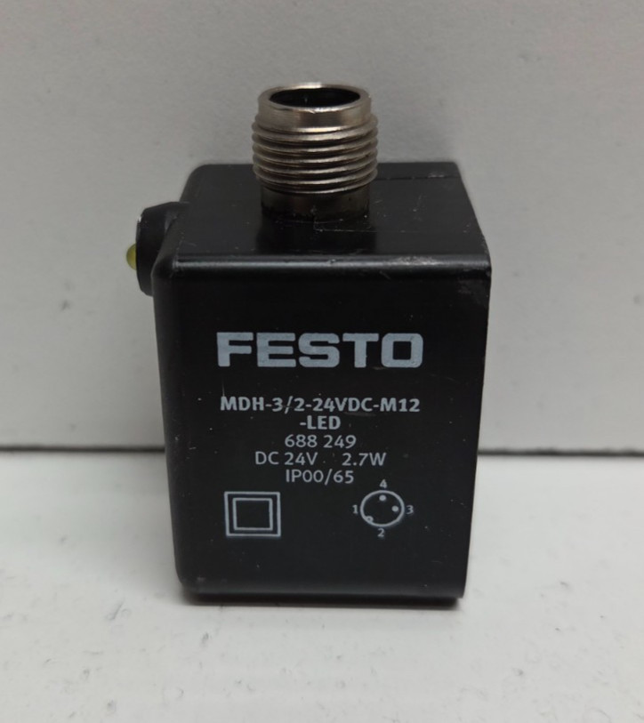 GUARANTEED! FESTO 24V SOLENOID VALVE COIL MDH-3/2-24VDC-M12-LED