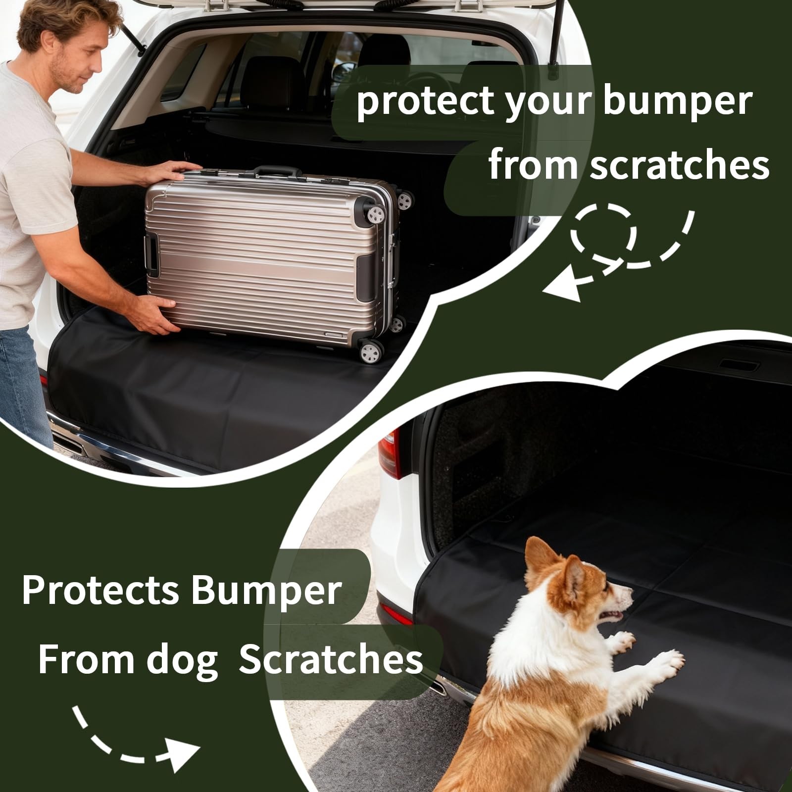 VkkArter Large 38″x25″ Rear Bumper Guard for Cars, Foldable Trunk Mat Protect…