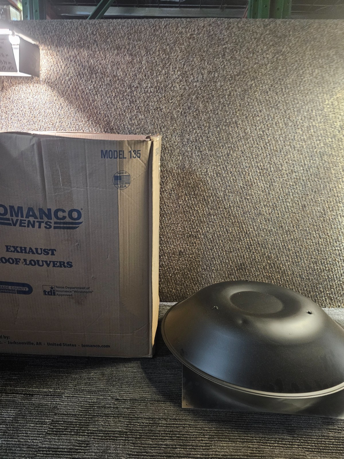 (QTY 2) LOMANCO 135 Dome Roof Vent, 20in L x 23in W x 7-3/4in H, Black Aluminum
