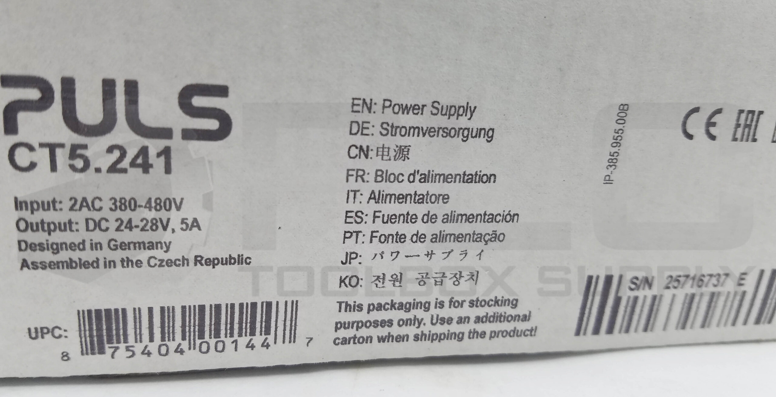 NEW PULS CT5.241 POWER SUPPLY 25VDC 5A 2PH 120W