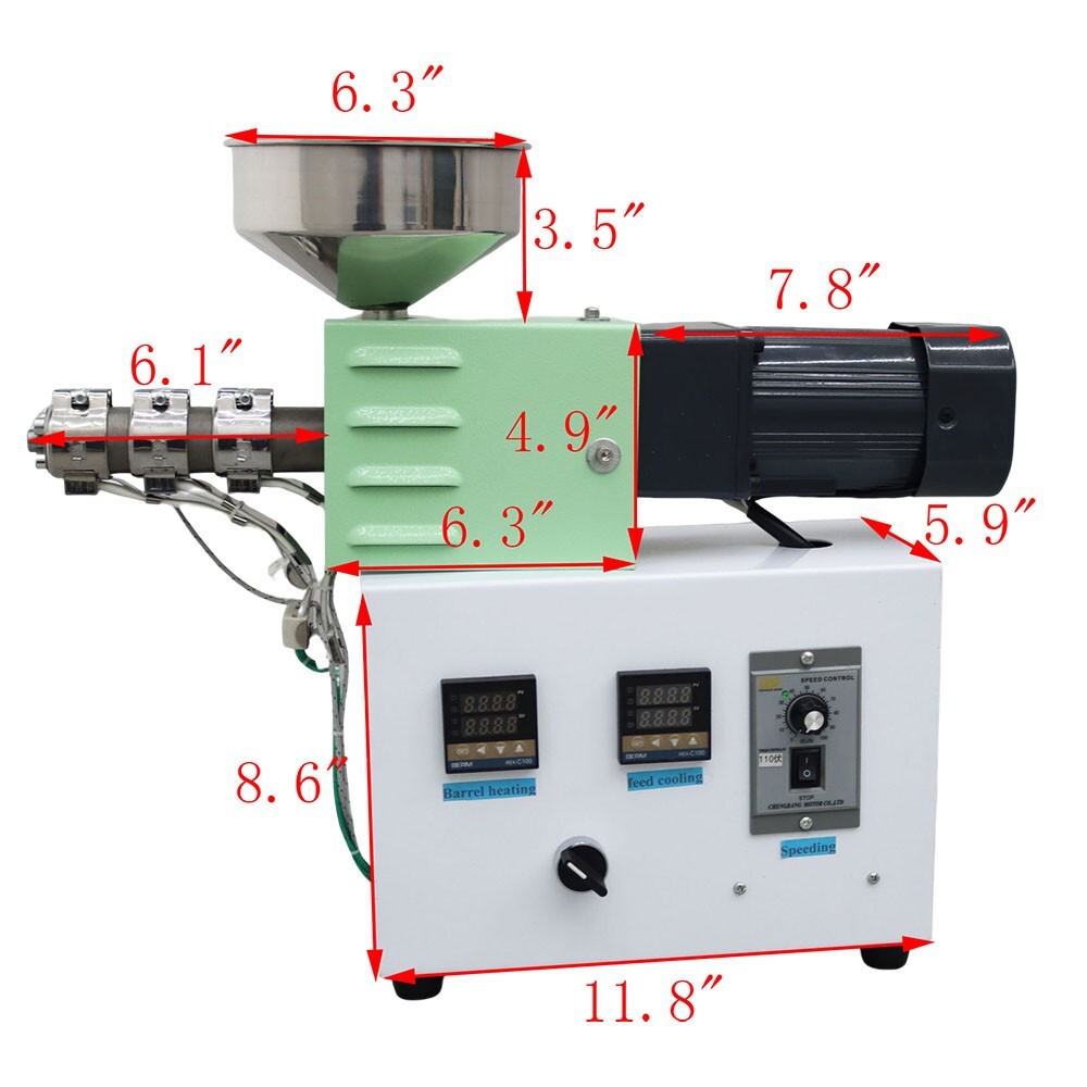 Enhanced Single Screw Extruder 110V Powered Screw Extruder 11.8in Work Center