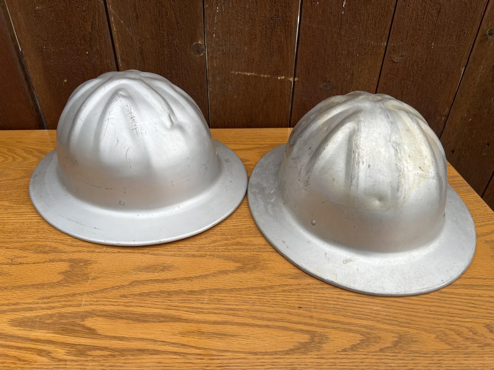 Vintage MSA McDonald T Hat-Standard Aluminum Safety Hard Hat Lot 2 Silver USA