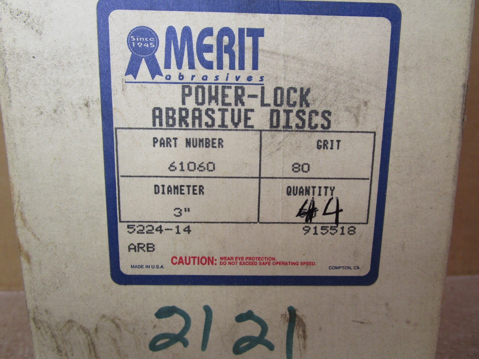 New Open Box Merit Abrasives 61060 3″ Dia. Lot of 44 Pieces 51834DN