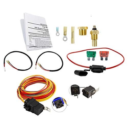 Electric Cooling Fan Wiring Kit 185/165°F Thermostat Switch 40/50A Relay 12V