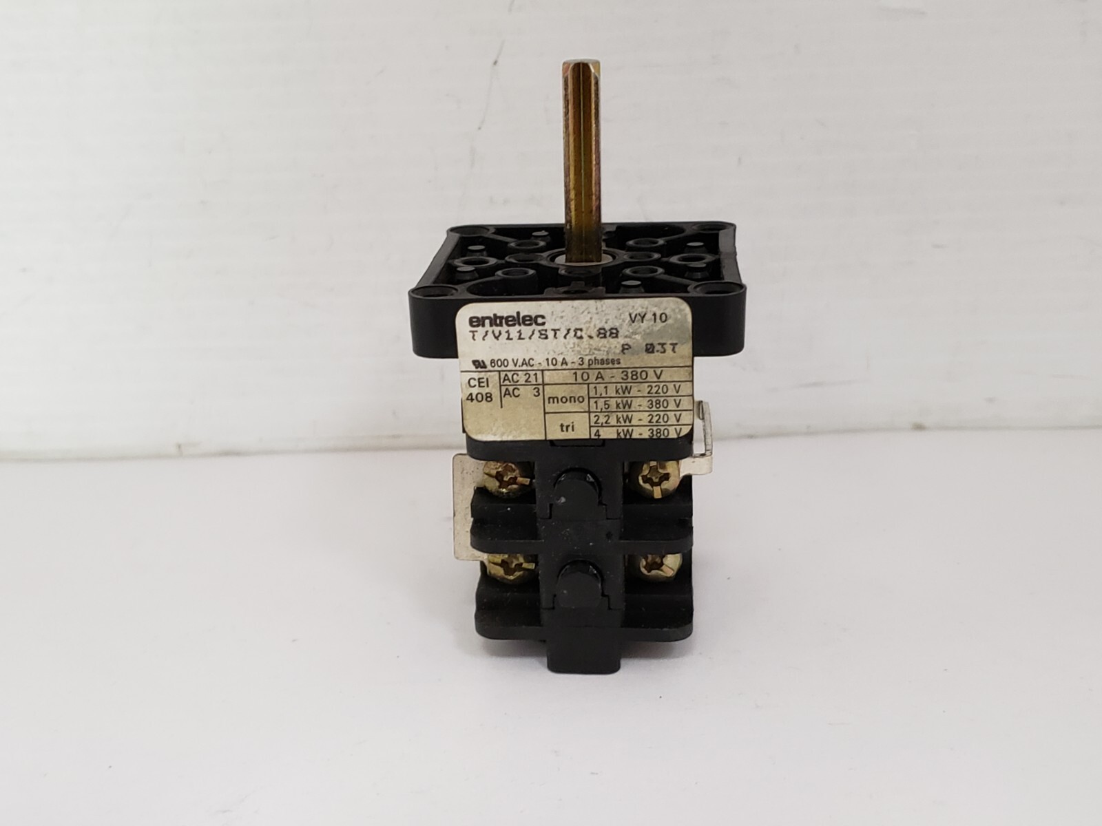 ENTRELEC VY10/T/V11/ST/C88 ROTARY CAM SWITCH 600V AC 10A 3 PHASE