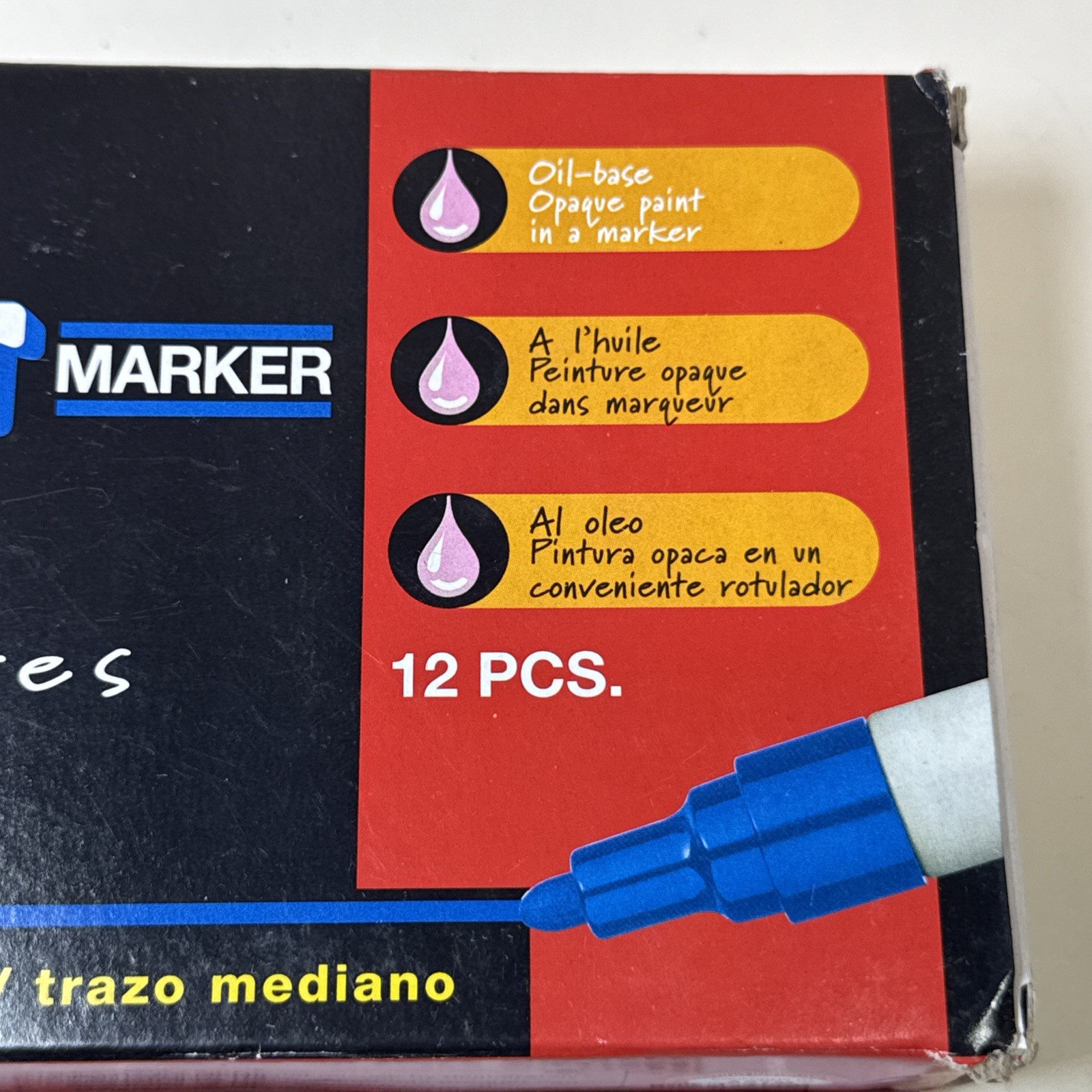 Uni-Paint 63603 Permanent Marker, Medium Tip, Blue Color Family, Paint, 12 Pk