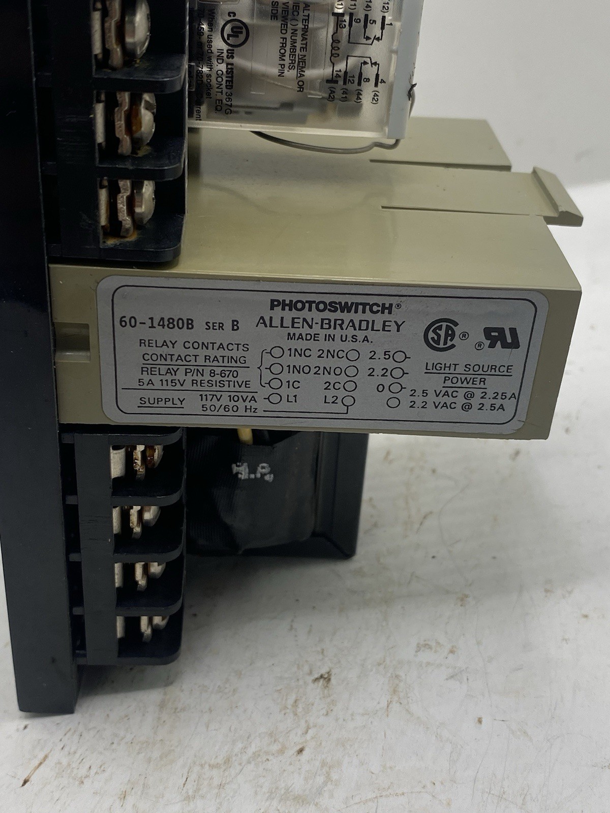 ELECTRONICS CORP CONTROL BASE 60-1480 With Relay 24 VDC
