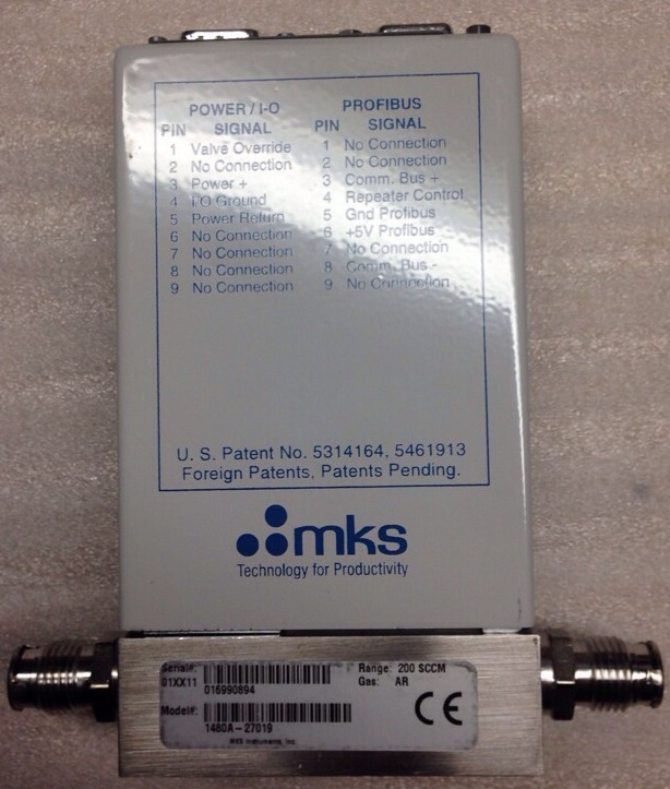 MKS MASS FLOW CONTROLLER 1/4″ VCR, 1480A-27019, 1480A27019, 200 SCCM, Gas AR