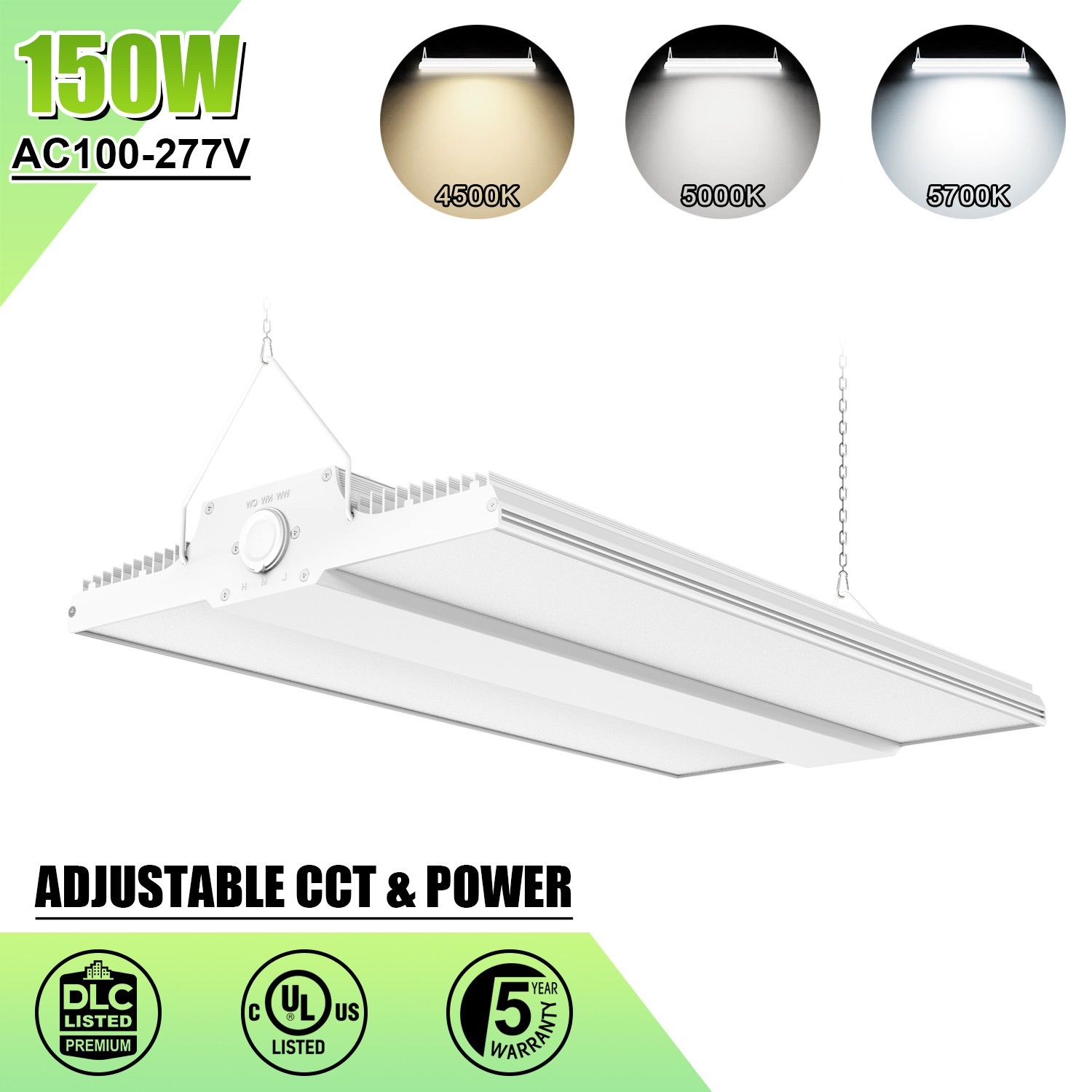 150W LED Linear High Bay Light Commercial Warehouse Light 22,500LM (4500K-5700K)