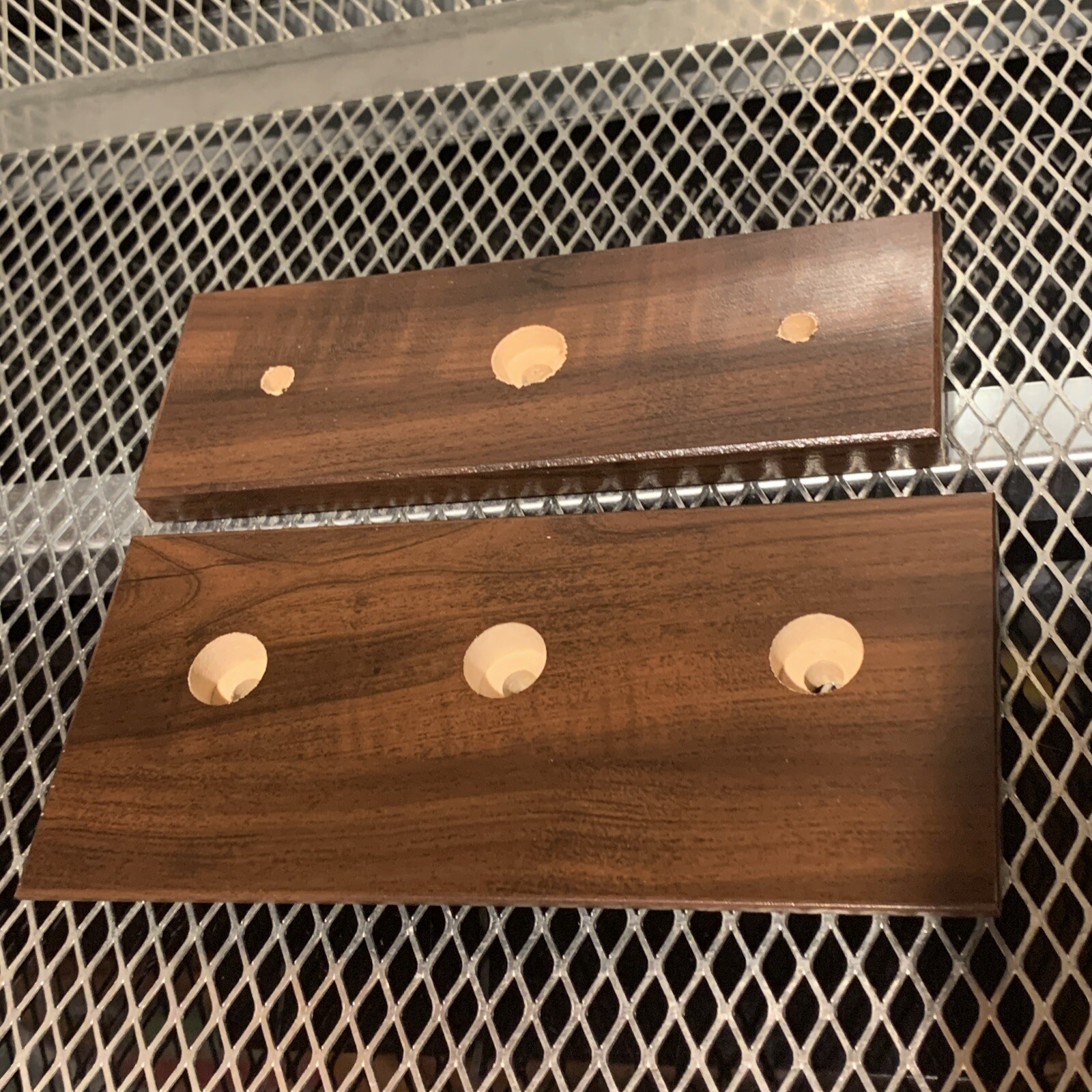3 Sets Trophy Parts for 2 Post Style Cherry Finish Wood Base with Lid