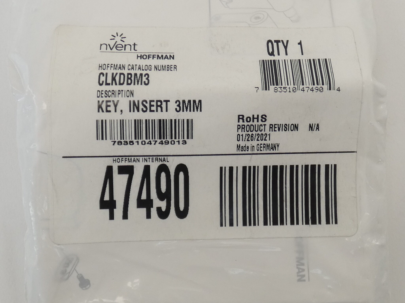 nVent Hoffman CLKDBM3 Insert Key 3mm – NEW Surplus!