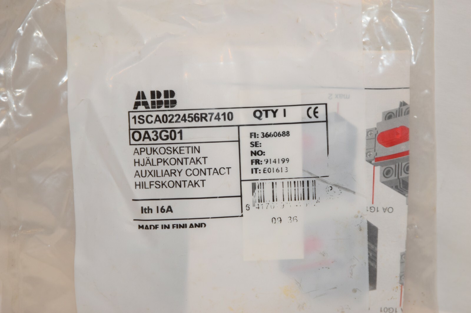 (NEW) ABB OA3HG01 1SCA022456R7410 Auxiliary Contact