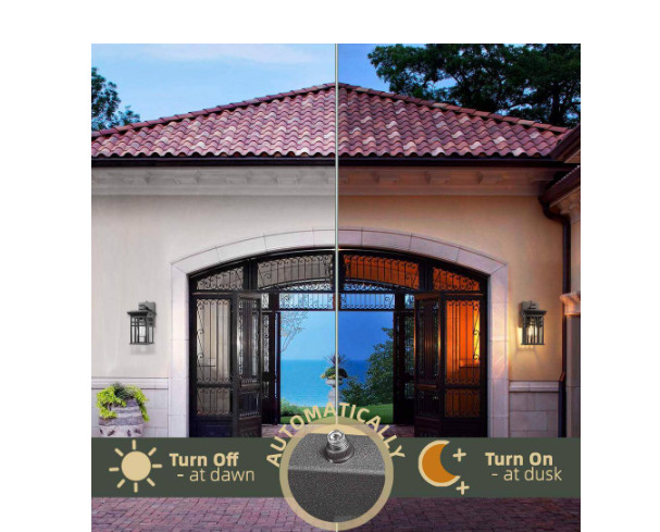 JAZAVA Black Dusk to Dawn Outdoor Hardwired Wall Lantern Sconce 2 PK
