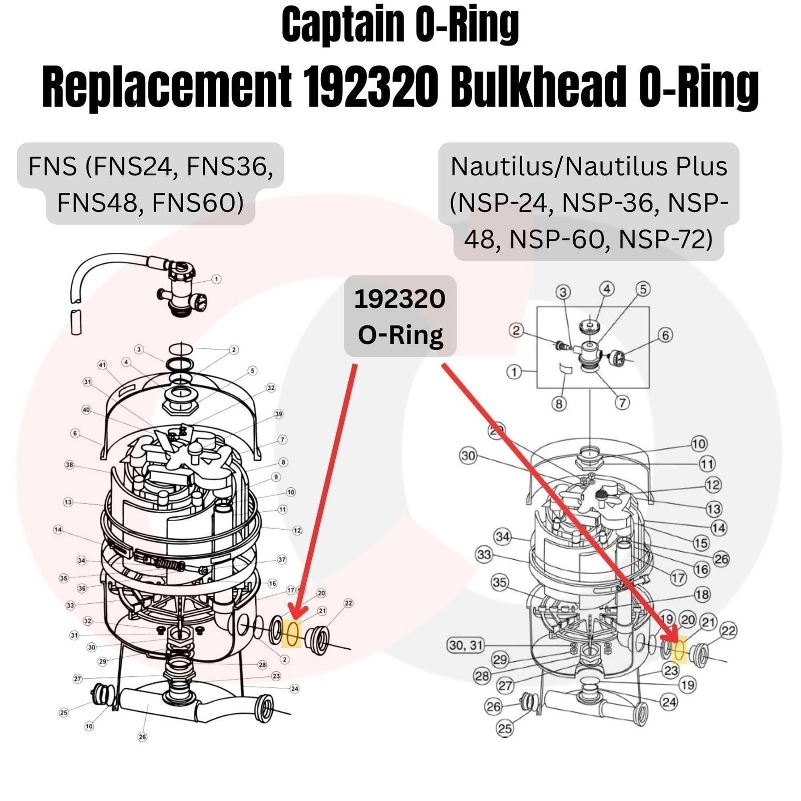 192320 Bulkhead O-Ring for Pentair Clean Clear Plus FNS Nautilus