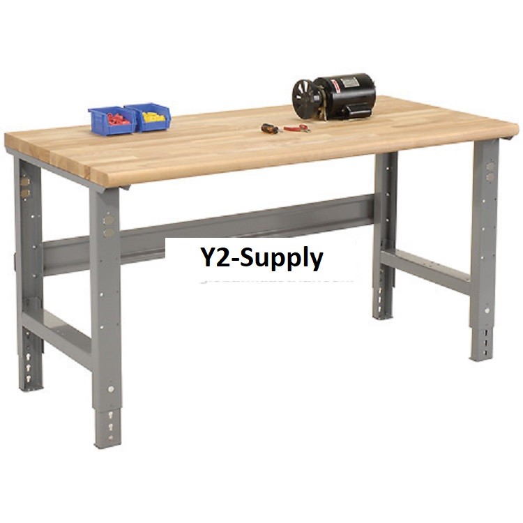 NEW 60″W X 30″D Maple Butcher Block Safety Edge Work Bench-Adj Hgt–Gray!!