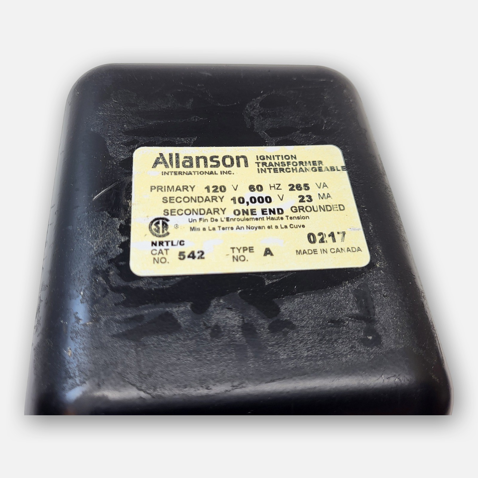 NEW ALLANSON 542A INDUSTRIAL IGNITION TRANSFORMER INTERCHANGEABLE 120VAC 60HZ