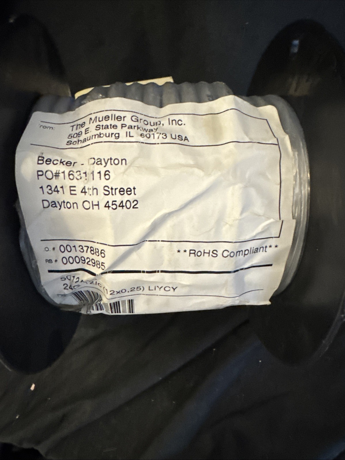 Mueller 5012412 24G 12/c LiYCY Cable 100 ft Roll New Qty 1