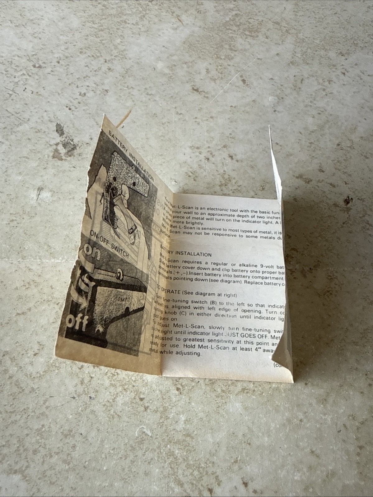 Vintage Snapit Met-L-Scan Instructions Only