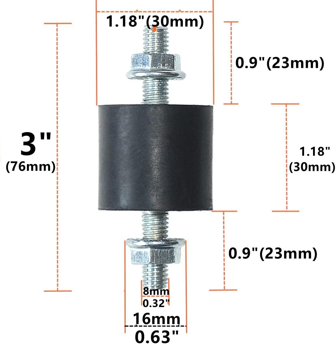APUXON 4pcs Rubber Vibration Isolator Mounts 30 x 30mm Shock Absorber with M8…