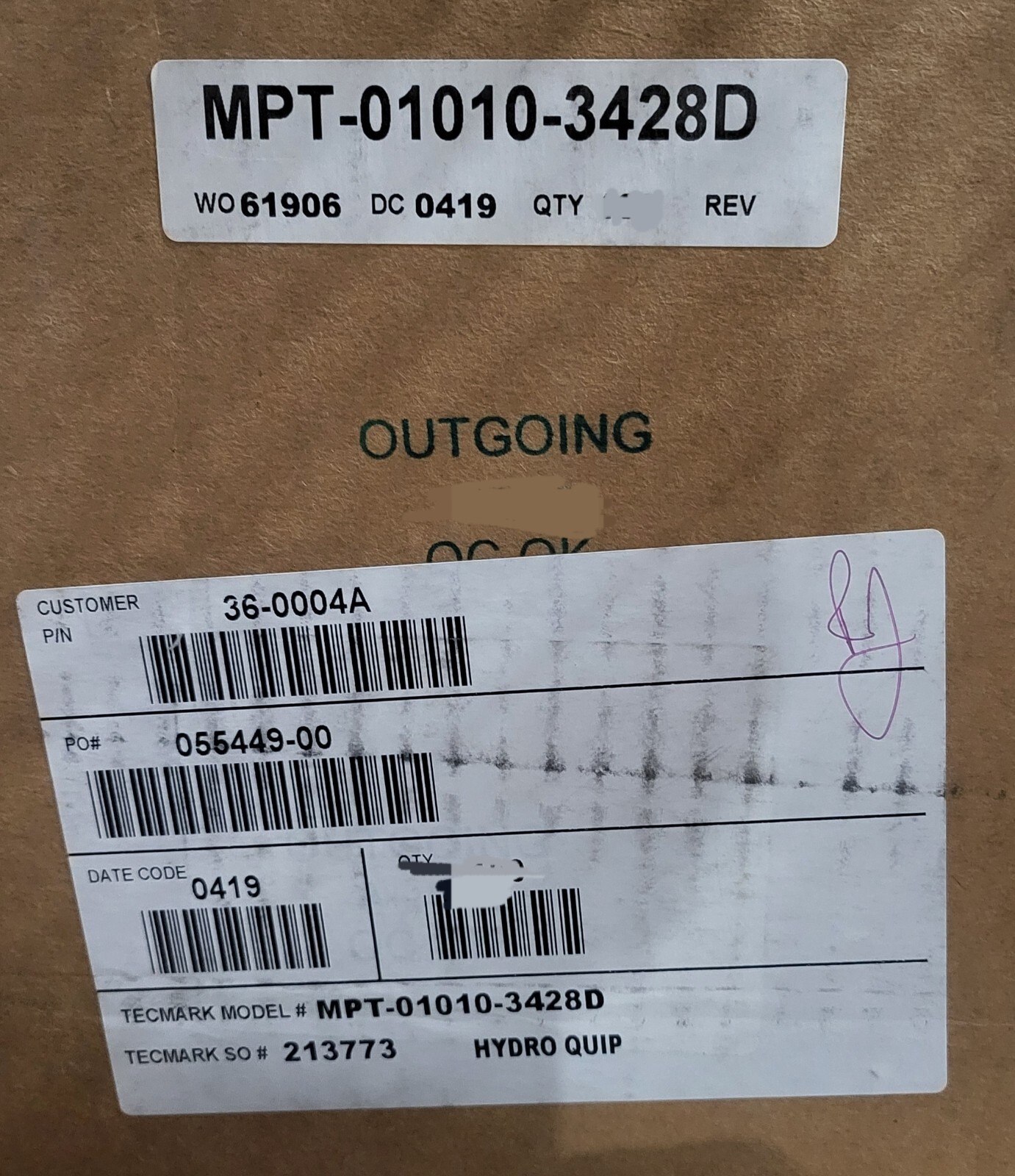 NEW Tecmark MPT-01010-3428D White 1-1/4 Hole Size Low Profile Air Button
