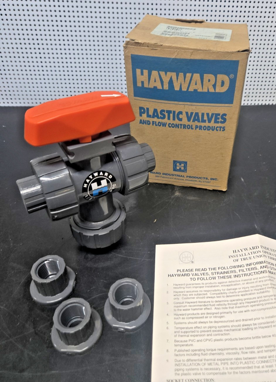 HAYWARD TW1050ST 3-Way True Union 1/2″ Ball Valve PVC NSMP