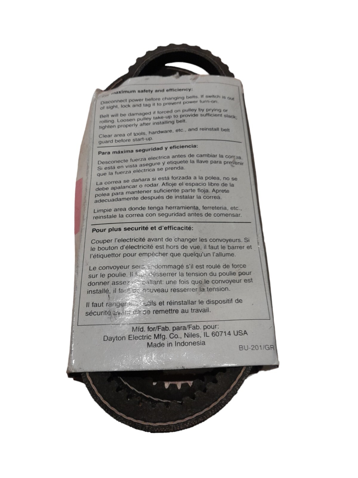 DAYTON Cogged V-Belt: 3VX375, 37.5 in Outside Lg, 0.375 in Top Wd, 5/16 in Thick