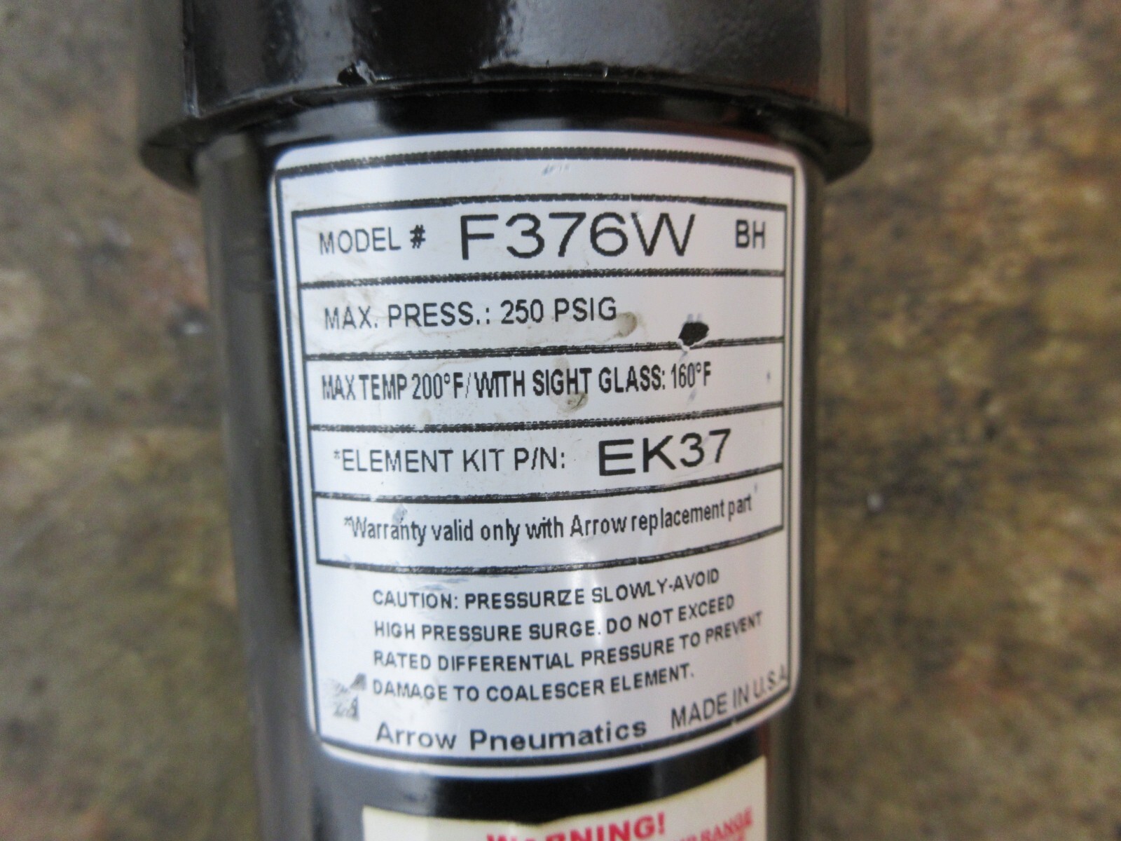 ARROW F376W BH PNEUMATIC AIR FILTER REGULATOR MITSUBISHI CNC MILL