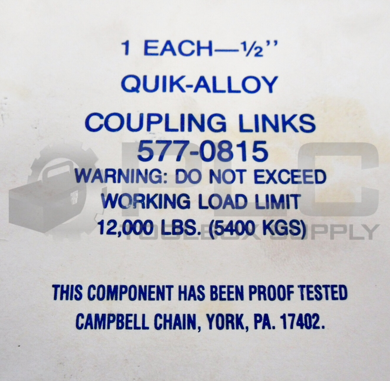 NEW CAMPBELL 577-0815 QUICK-ALLOY COUPLING LINKS 1/2″
