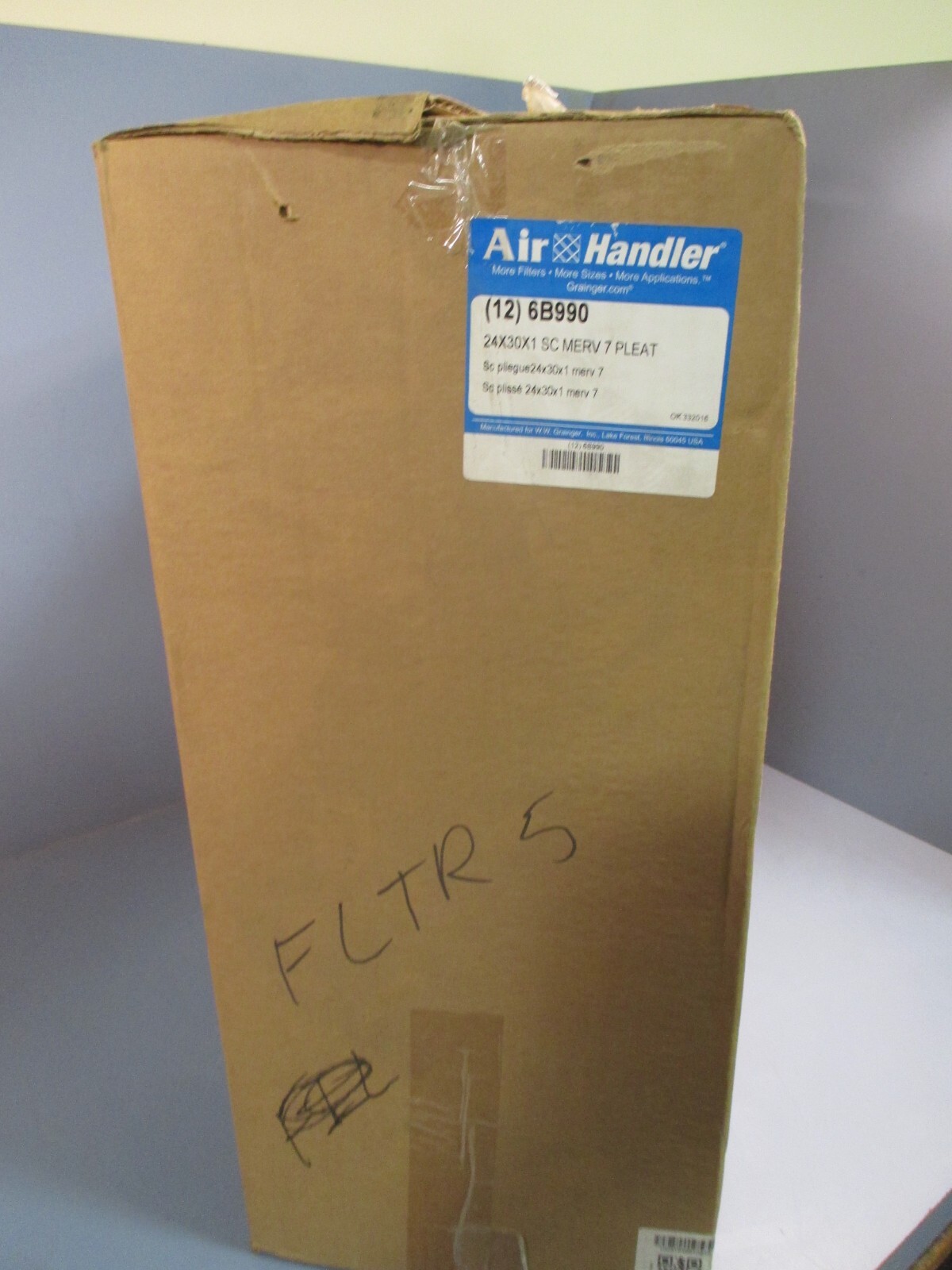Box of 12 Air Handler 24″ X 30″ X 1″ Pleated Filter 6B990